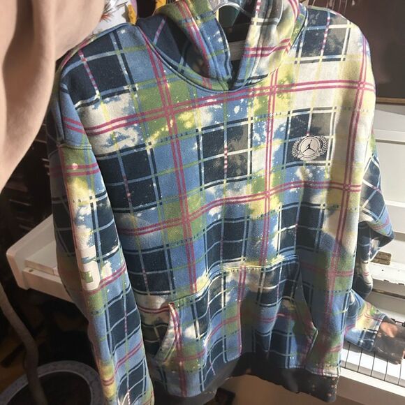 Air Jordan Essential Blue Green Plaid Holiday Hoodie DV1578-333 Men’s Size M - Picture 14 of 14